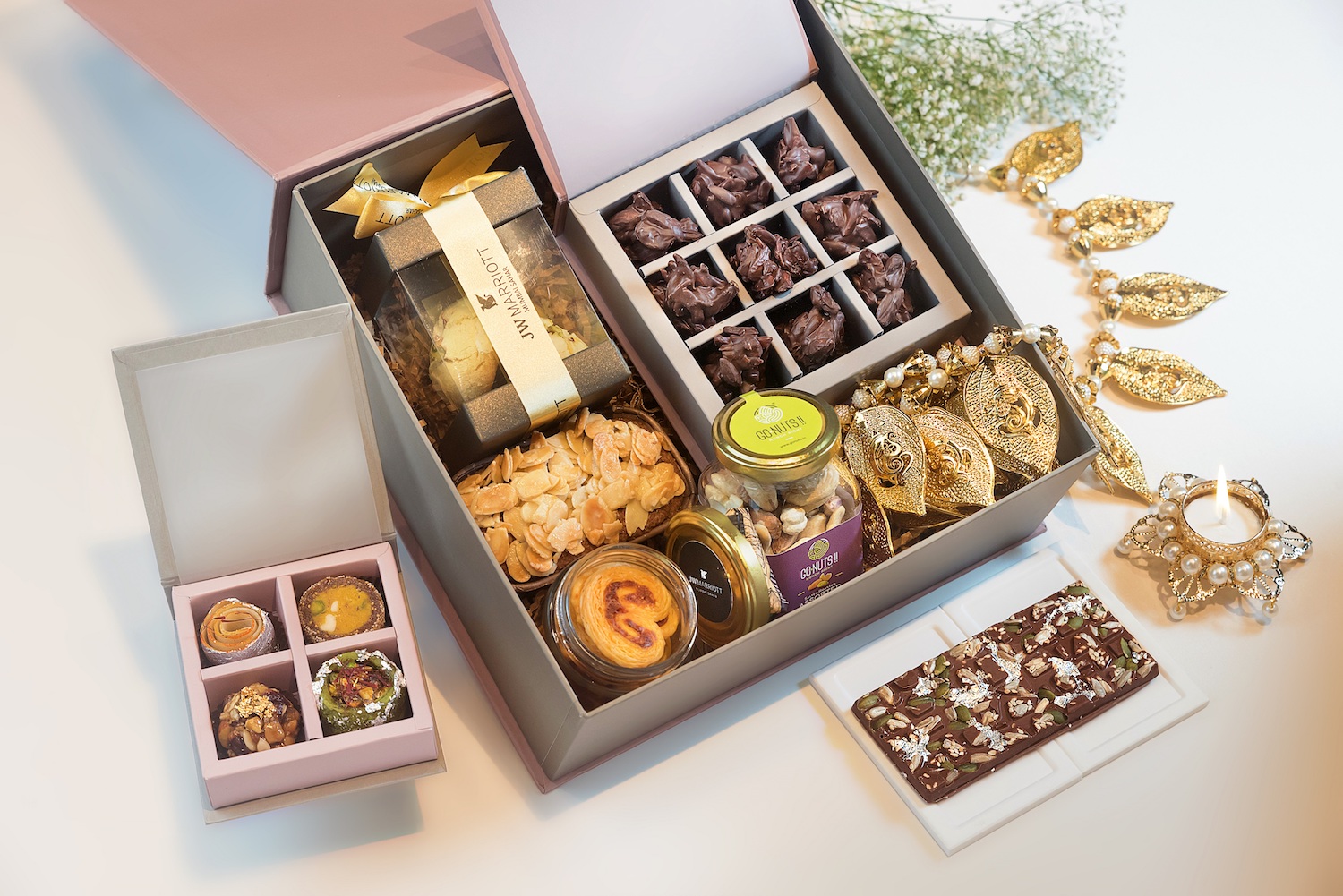 Luxury Diwali gift hamper with Diwali sweet box Contains Chocolates and  Greeting card