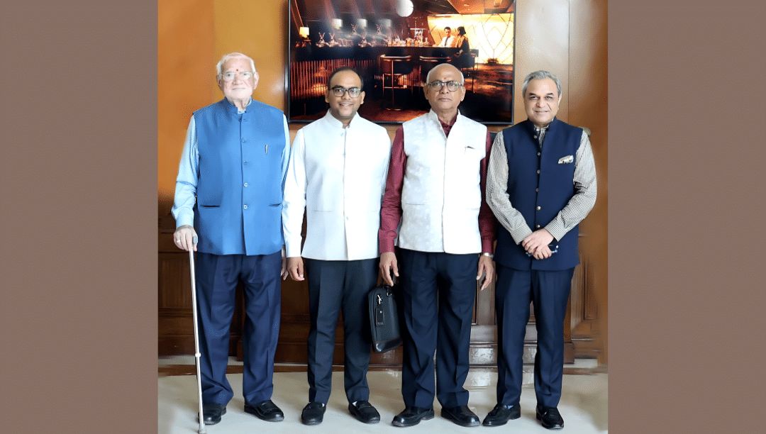 Anil Chadha, MD-ITCHL with Shri Chaudhary Dinanath Agrawal, Nandan & Narendra Agrawal of KD Greens at the Welcomhotel Vrindavan