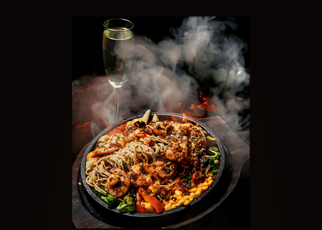 Sicilian prawn sizzler with spaghetti