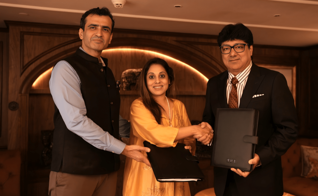 Nikhil Kapur & Sharmilee Kapur, Founder-Director of Atmantan Wellness Centre with Puneet Chhatwal, MD & CEO, IHCL