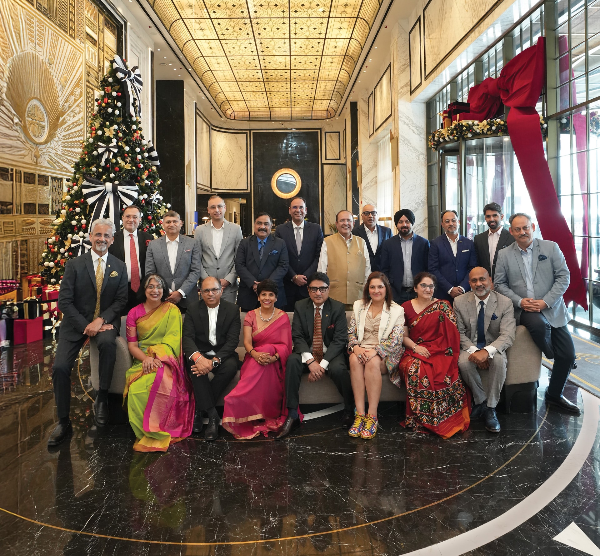 Sitting (L-R): Kanika Hasrat, Senior Regional Director, Operations, Hilton, South Asia; Sunjae Sharma, Managing Director, India & Southwest Asia, Hyatt; Ranju Alex, CEO, South Asia, Accor; Somnath Mukherjee, Executive Vice President, Operations & Head, Food & Beverage, IHCL; Sonica Malhotra, Joint Managing Director, MBD Group; Kiran Andicot, Senior Vice President, South Asia, Marriott International; Standing (L-R): Vineet Verma, President, Brigade Group; David Mathews, Head of Operations, Trident Hotels; Rahool Macarius, Market Managing Director, Eurasia, Wyndham Hotels & Resorts; Gaurav Sharma, Managing Director, Hotels, JLL India; Souvagya Mohapatra, Managing Director, (India, Sri Lanka, Nepal and Bhutan), Atmosphere Hotels & Resorts; Vishvapreet Singh Cheema, President, Lemon Tree Hotels; Vikram Lalvani, Managing Director & Chief Executive Officer, Sterling Holidays; Jatin Khanna, Chief Executive Officer, Sarovar Hotels & Resorts; Vikramjit Singh, Chairman & Managing Director, Alivaa Hotels & Resorts; Nikhil Sharma, Managing Director & COO, South Asia, Radisson Hotel Group; Jehangir Homi Aibara, Partner/Director, Mahajan & Aibara Advisers LLP; Rajneesh Malhotra, Country Head, Adani Hospitality